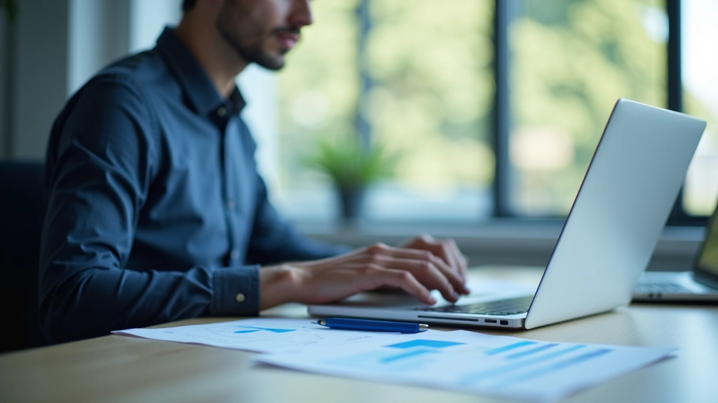 Profesionální analytik pracující s finančními daty na počítači v moderní kanceláři