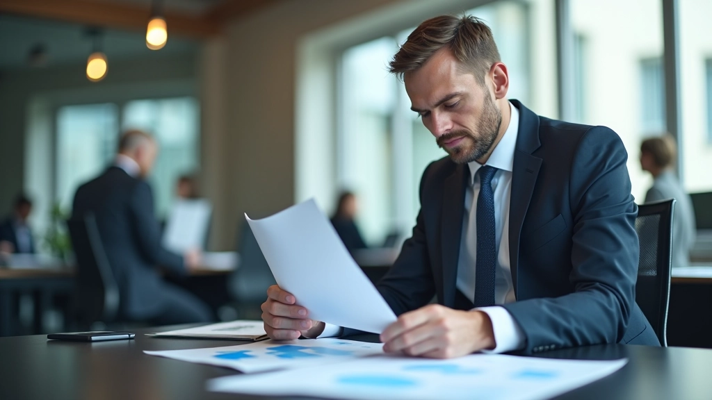 Ekonomický analytik pracující s tabulkami a grafy státního dluhu v moderní kanceláři