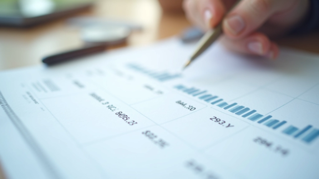 Složitá tabulka s finančními daty a koeficienty na papíře